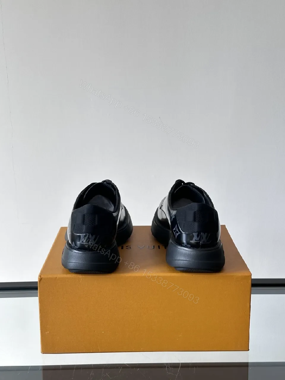 View 9 of Chic LV-Patterned Leather Derby Sneakers: All-Day Comfort