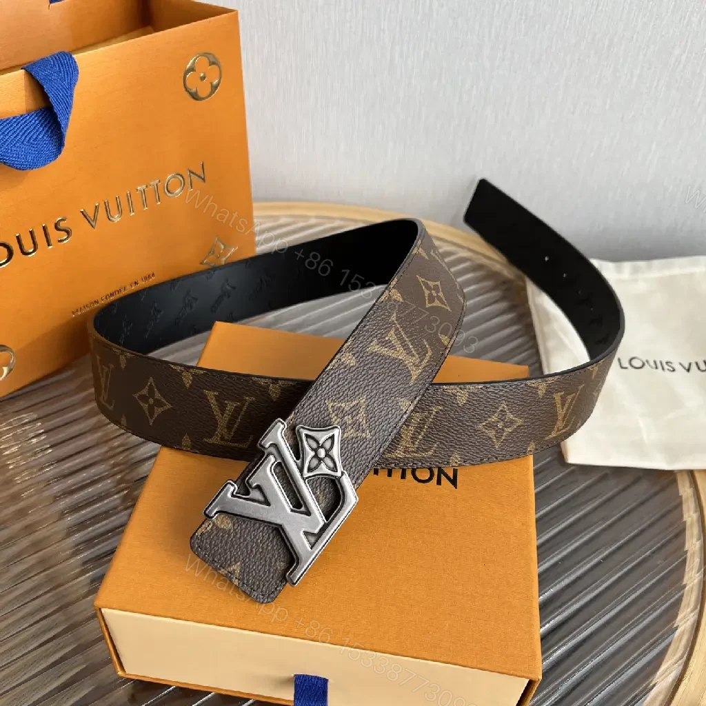 View 10 of Brown Canvas LV Monogram Belt with Oversized Buckle Belt