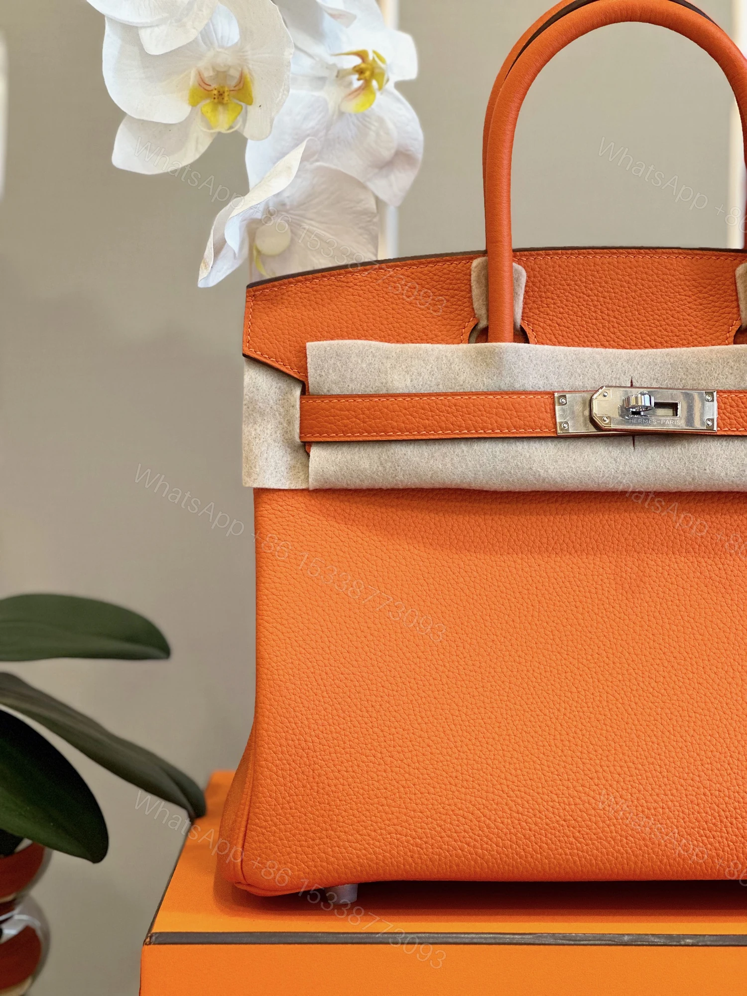 View 5 of HERMES BIRKIN 30 ORANGE PALLADIUM HARDWARE