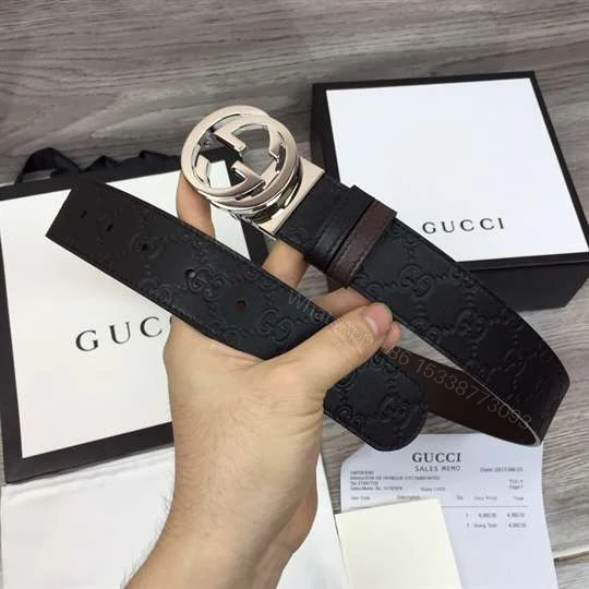 View 2 of GUCCI SIGNATURE BELT WITH SILVER G BUCKLE – B49