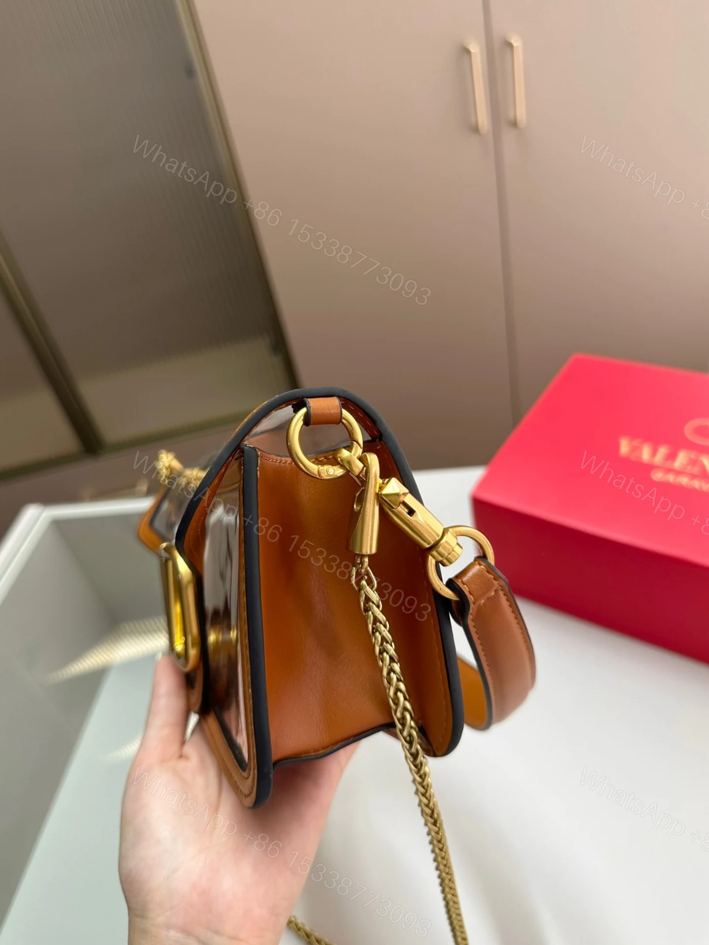 View 5 of VALENTINO GARAVANI LOC? PVC AND SHOULDER BAG BROWN 24CM