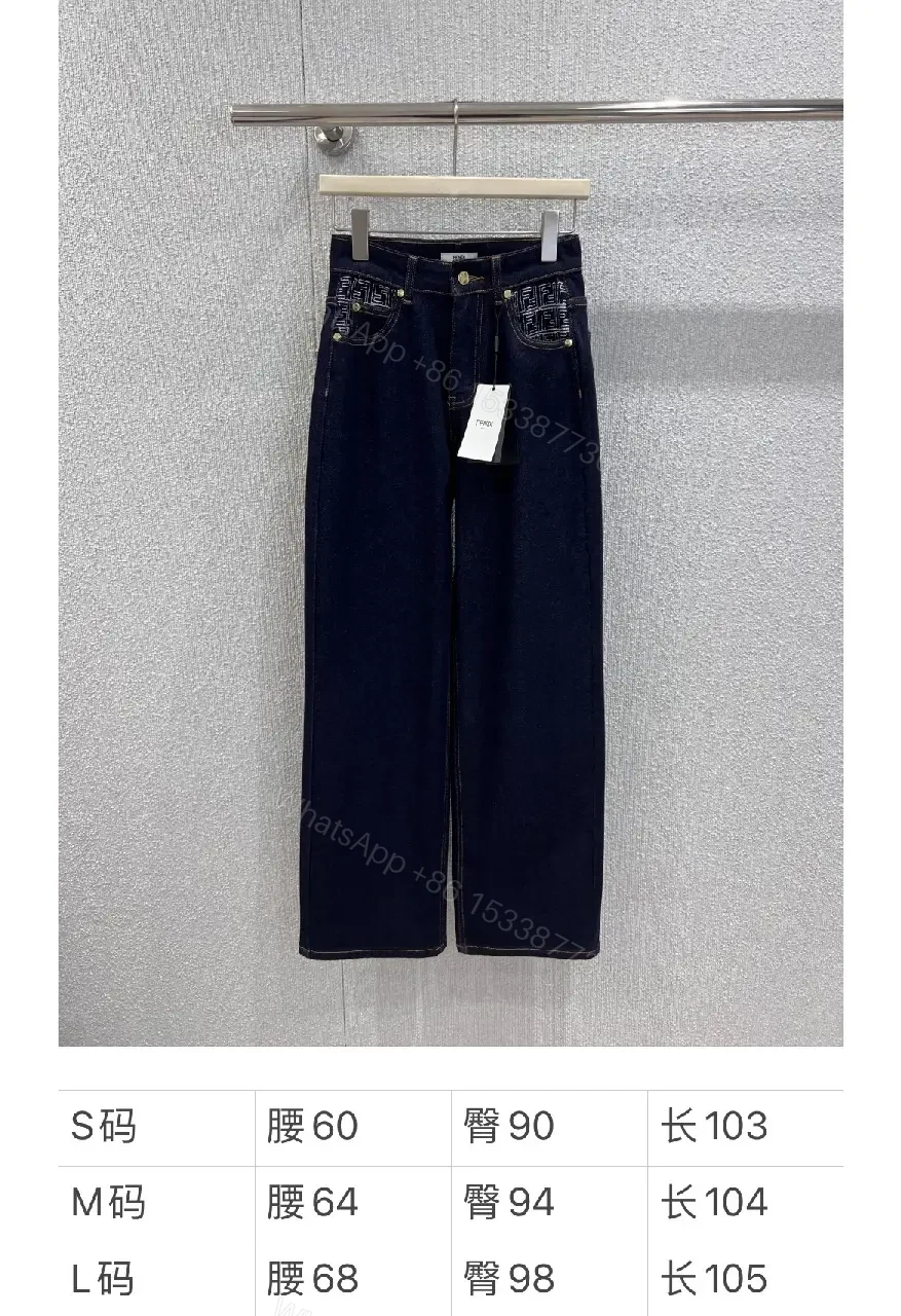 View 3 of Dark Wash Wide-Leg Jeans with Embossed Pockets - Premium Denim