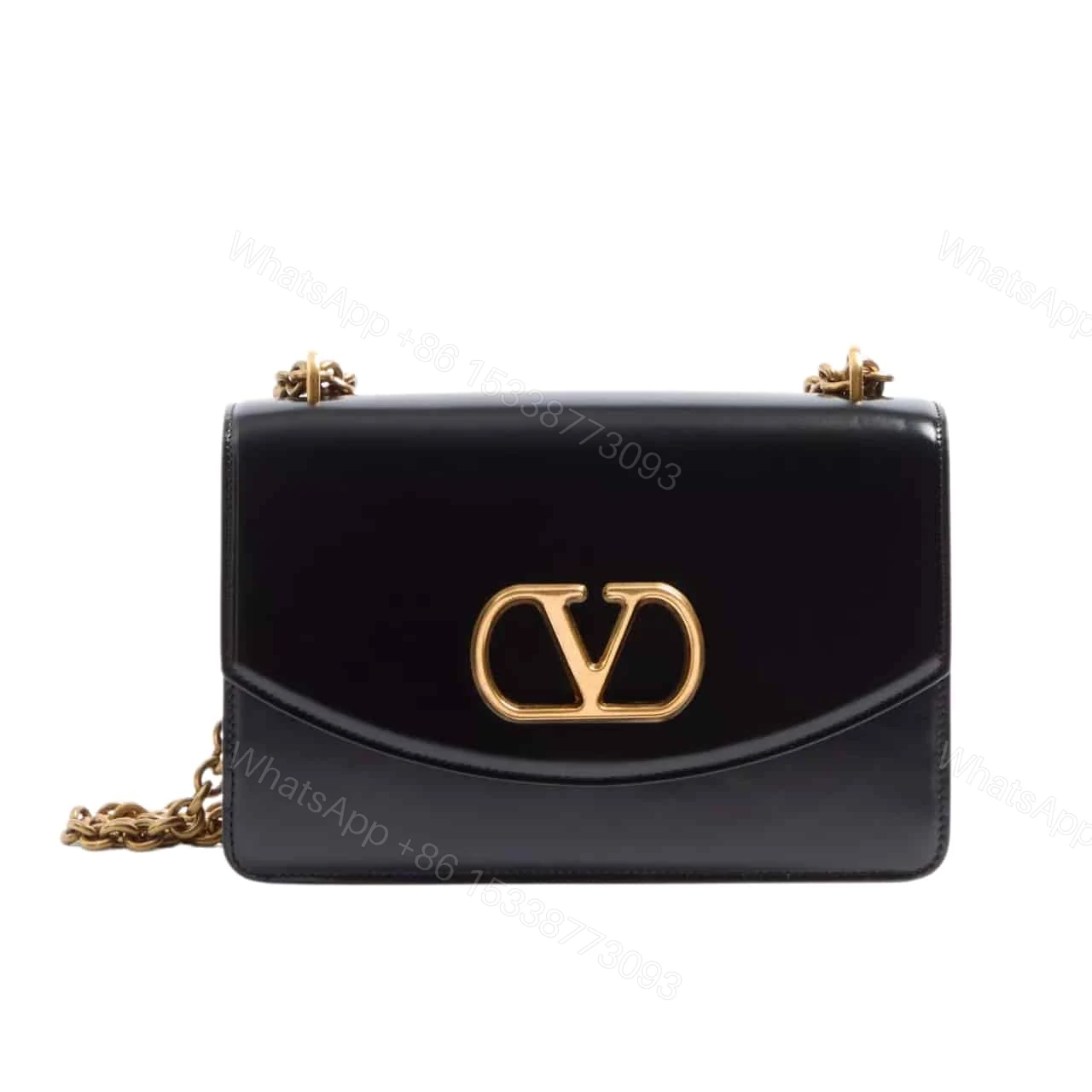 VALENTINO GARAVANI VAIN SHOULDER BAG IN SHINY BLACK 19CM 6W2B0R16GCB 0NO — view 1