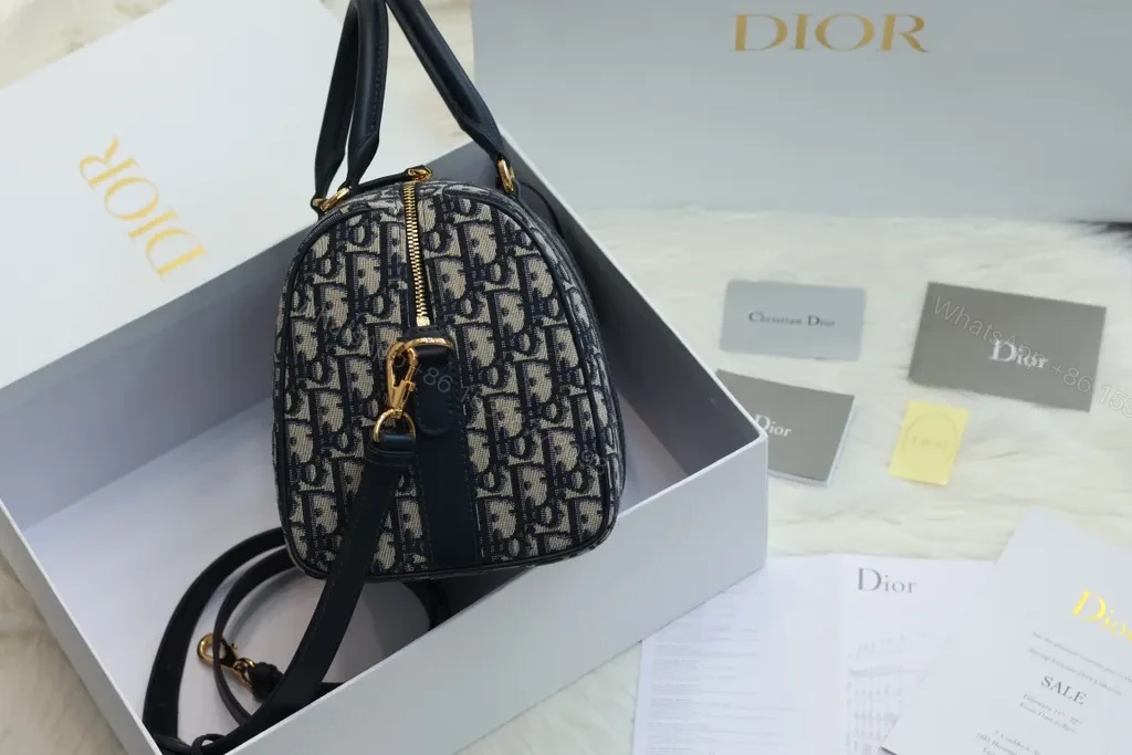 View 9 of Chic Dior Monogram Gold-Accent Handbag - Everyday Luxury