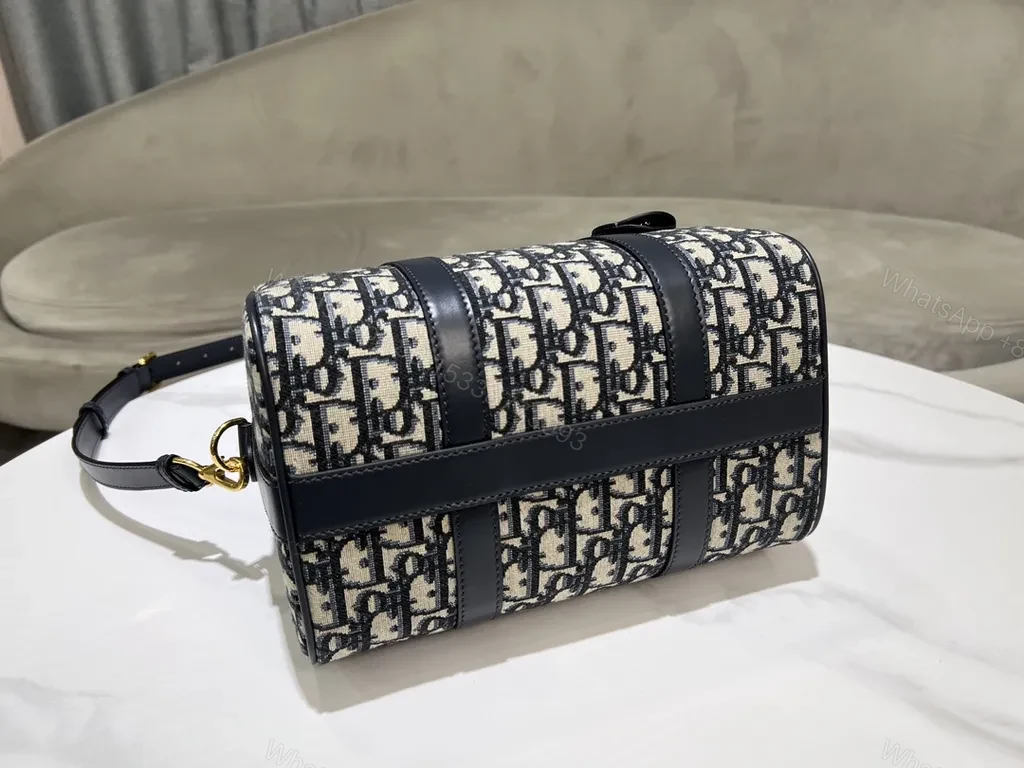 View 3 of Compact Luxury Satchel: Monogram Pattern, Gold Hardware, Crossbody/Top-Handle