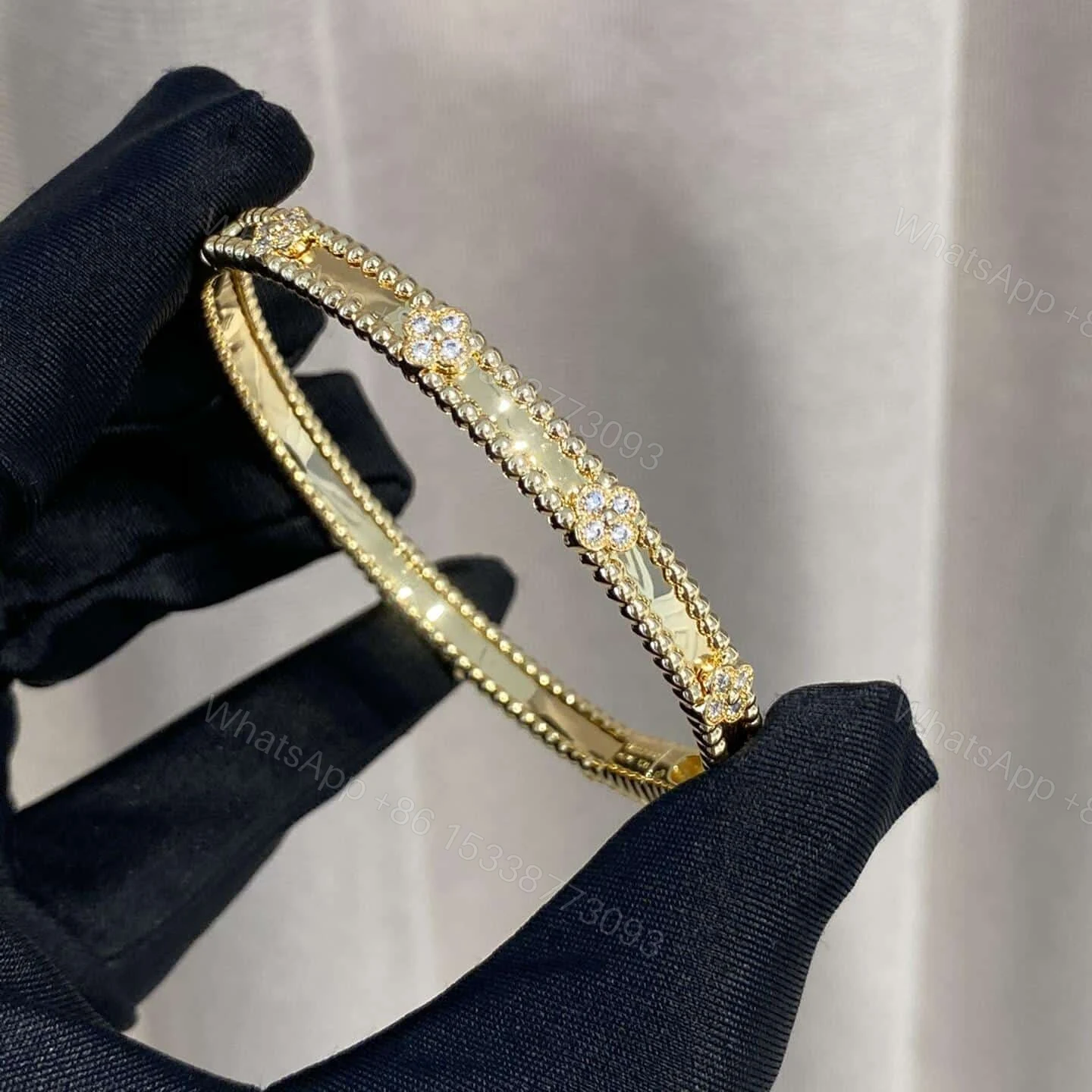 View 4 of Van Cleef & Arpels Perlee Clover Bracelet Diamond Small