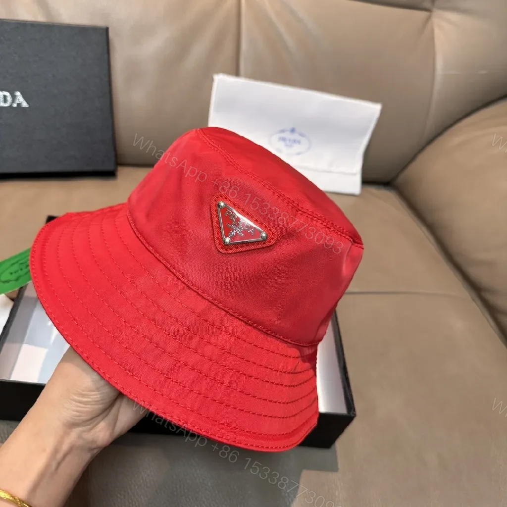 View 9 of Red Bucket Hat with Luxe Hardware, Structured Style