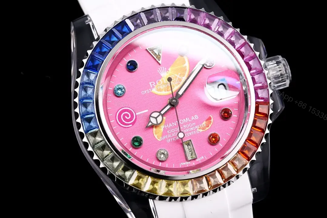 View 4 of Rolex Submariner Pink Rainbow Crystal Edition 40mm RG-SUB-PINK-RAINBOW-CRYSTAL