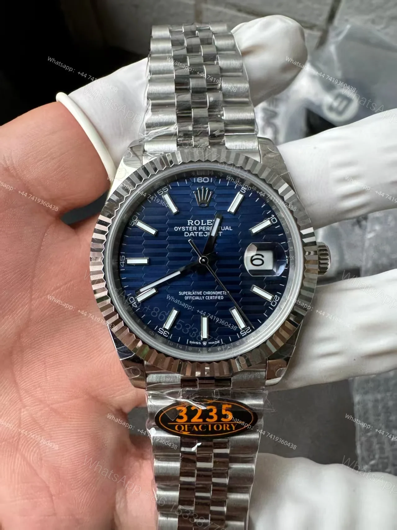 View 10 of Rolex Datejust M126334-0032 Water Ripple Blue Dial 1:1 Replica Jubilee 41MM 3235 Movement Super Clone Watch