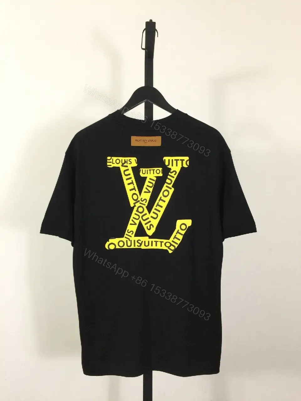 View 8 of Black Cotton Tee, Bold LV-Inspired Graphic, Relaxed Fit Tee