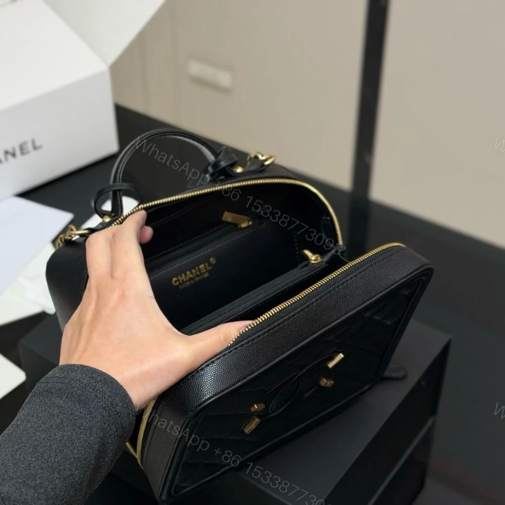 View 4 of Chanel CC Filigree Medium Vanity Case Black 21Cm