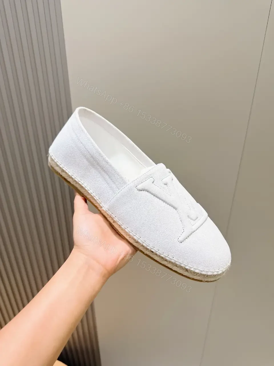 View 6 of Minimalist White Slip-Ons with Subtle LV Motif Fusion Shoes