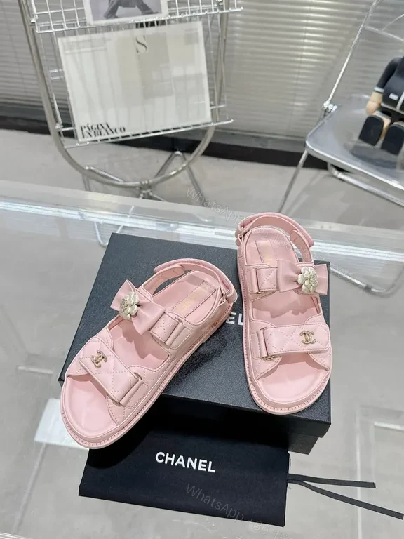 View 2 of Soft Pink Chanel-Style Sandals: Delicate Comfort Luxury Shoes