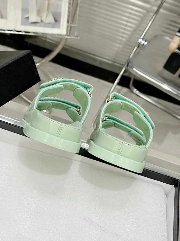 View 6 of Mint Leather Slide: Quilted, Emblem Details, All-Day Comfort