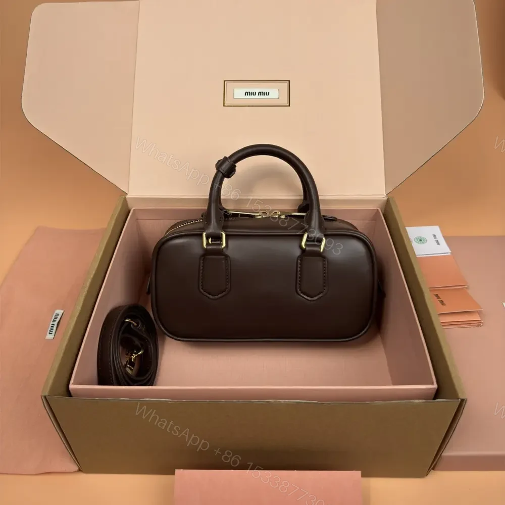View 2 of 高仿miumiu*Arcadie系列5BB142小牛皮斜挎包深棕免檢版