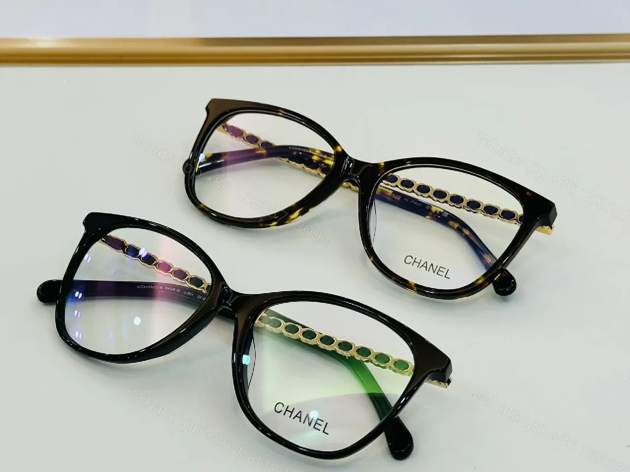 View 3 of Bold Cat-Eye Glasses: Premium Acetate, Gold Temple Details