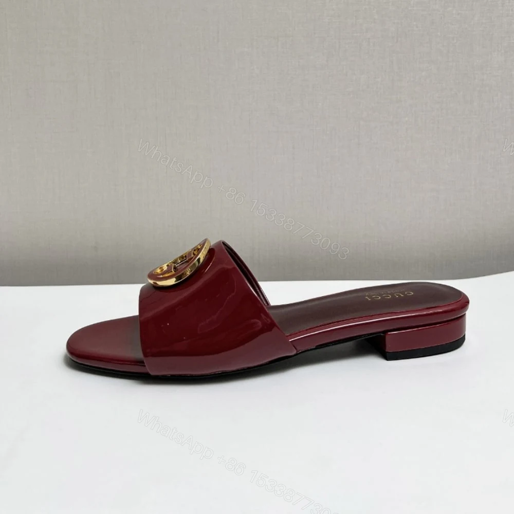 View 6 of GUCCI WOMEN ROUND INTERLOCKING G SANDAL IN BURGUNDY 820860 BNC00 6207