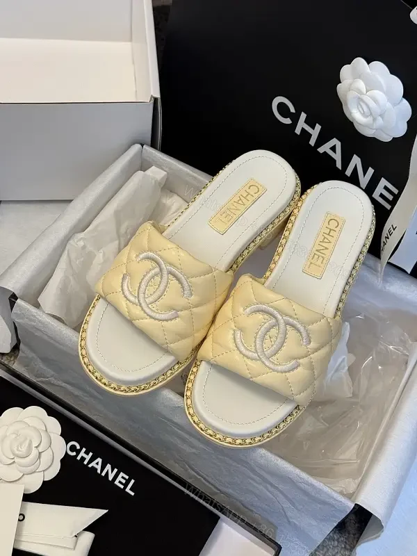Champagne-Beige Quilted Slide: Luxury, Slip-On Comfort — view 1