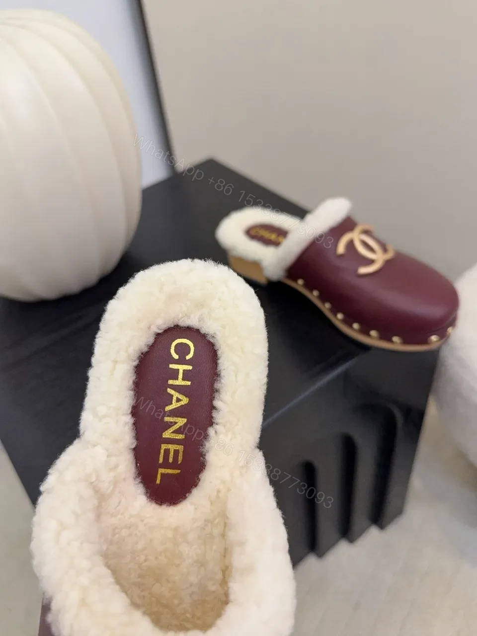 View 4 of Burgundy Velvet Slip-Ons with Shearling Lining, Luxe Comfort