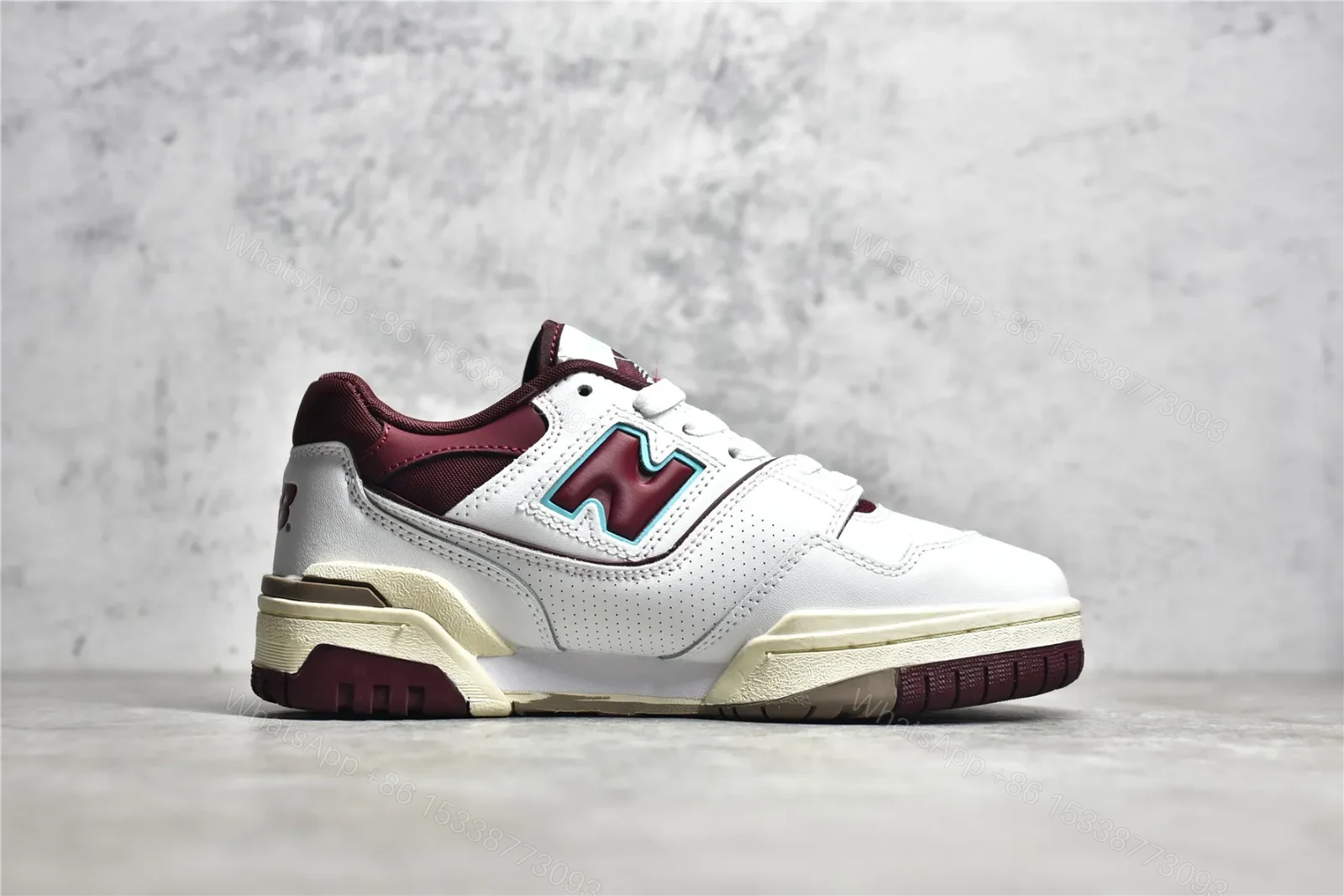 View 3 of New balance 550 White and Wine Red