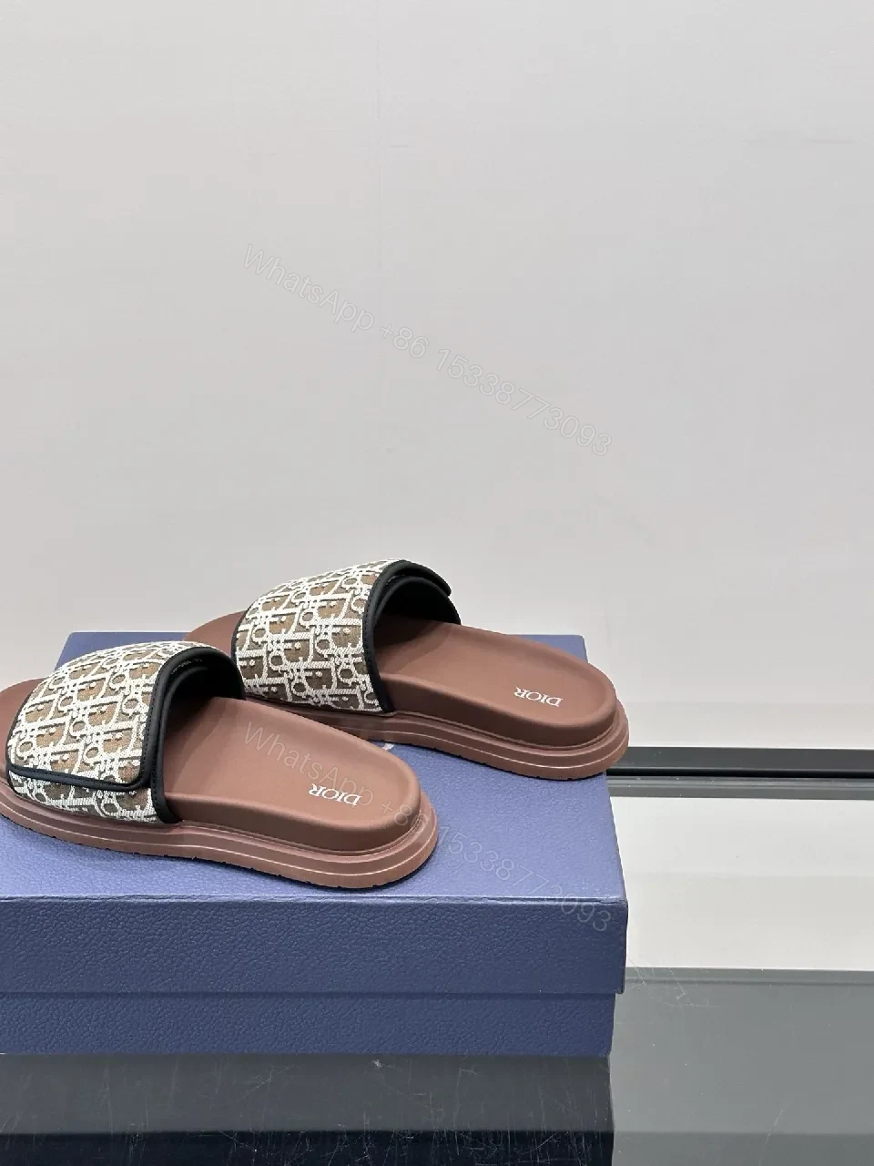 View 4 of Patterned Luxury Slide | Monogram Strap | Cushioned Footbed | All-Day Comfort Slide