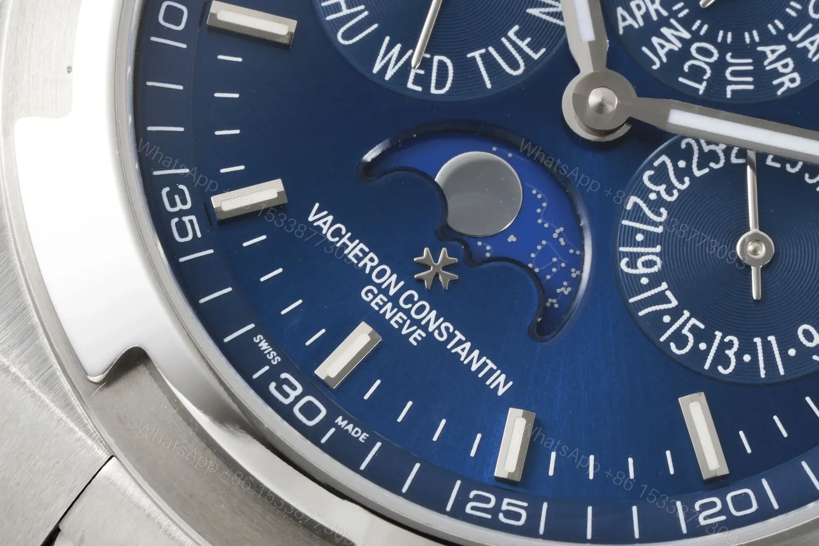 View 5 of GS Factory Vacheron Constantin Overseas Perpetual Calendar 4300V Series Watch – Blue Dial, Stainless Steel Case and Bracelet, Automatic Movement with Moon Phase