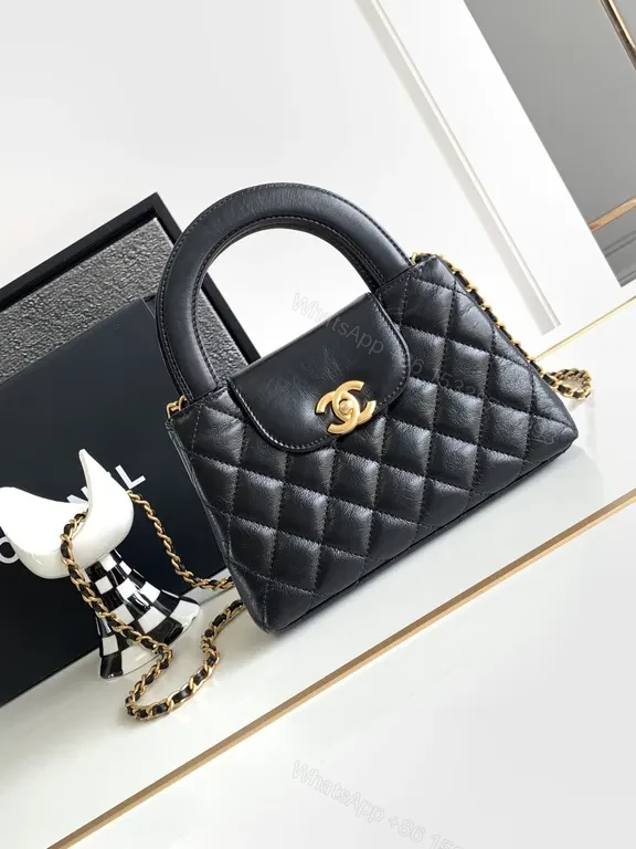 Structured Luxe Quilted Leather Handbag with Gold Hardware — view 1