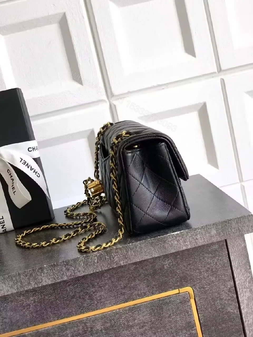 View 4 of Quilted Crossbody: Luxe Black Leather, Chic, Compact Essential