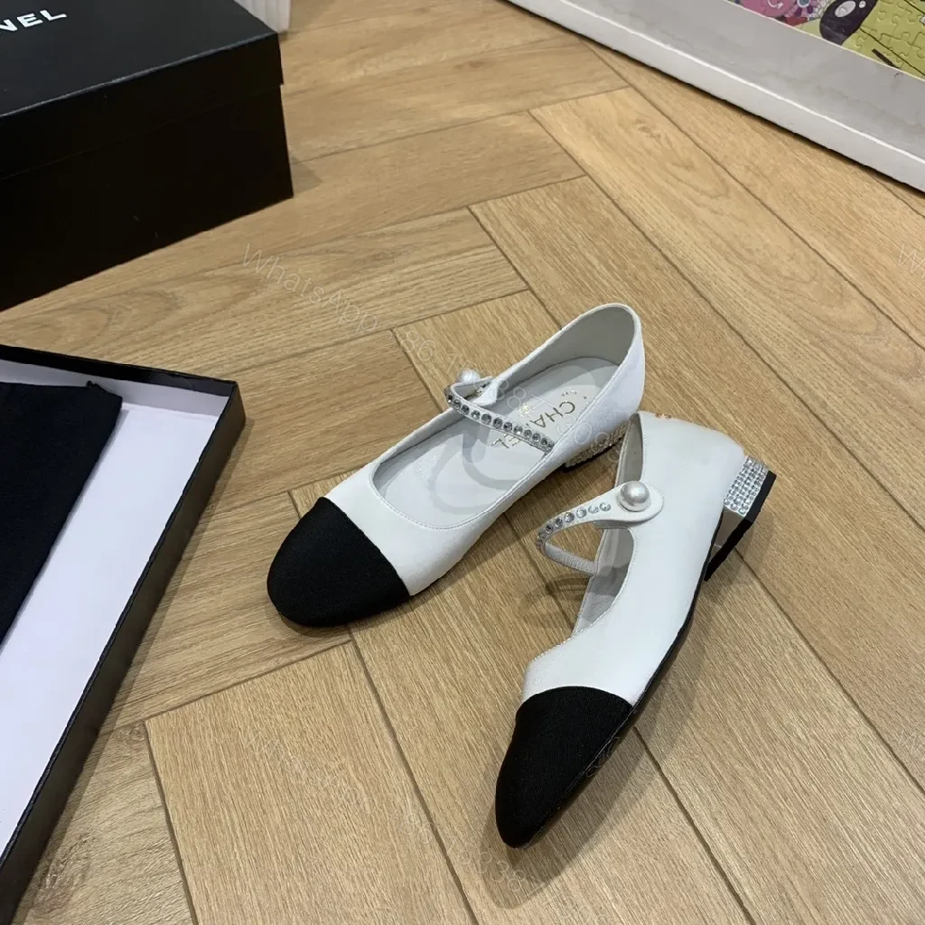 View 2 of Two-Tone Crystal T-Strap Mary Jane Flats, Luxe Comfort