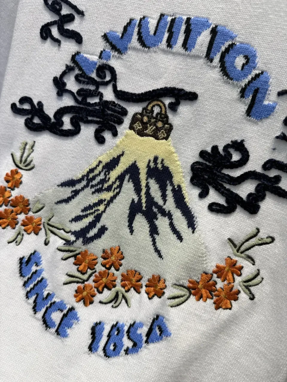 View 9 of White Embroidered Graphic Tee with Luxe Motif - Casual Luxury Top
