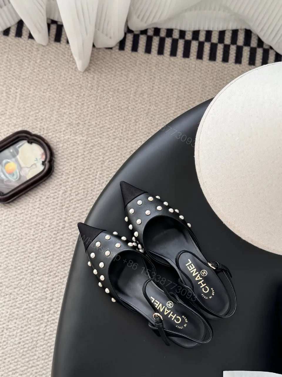View 8 of Pearl-Detail Slingback Heels: Sophisticated Modern Luxury