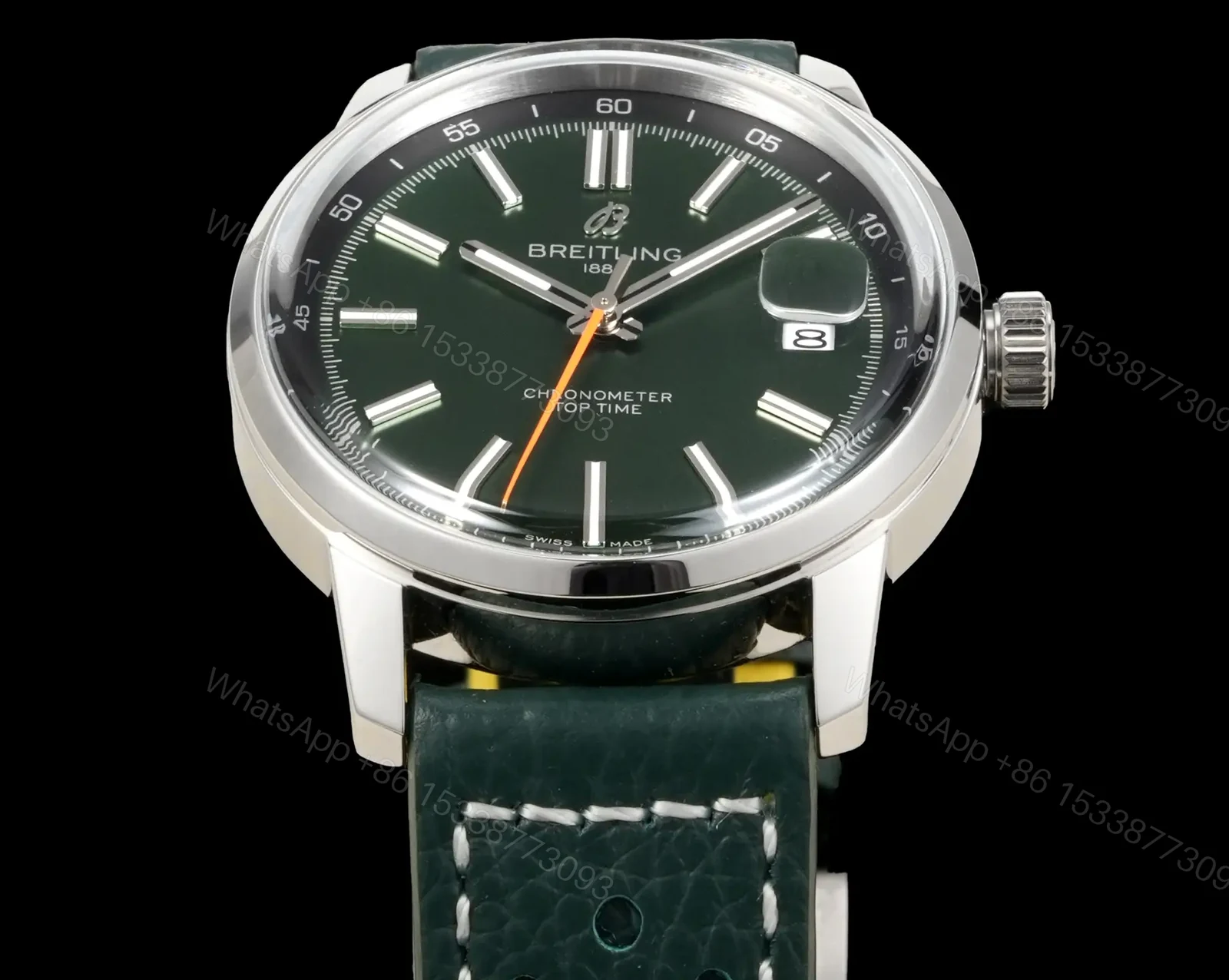 View 3 of Breitling Top Time B31 Green Replica Leather Strap 38MM Premium AB3113281A1X1