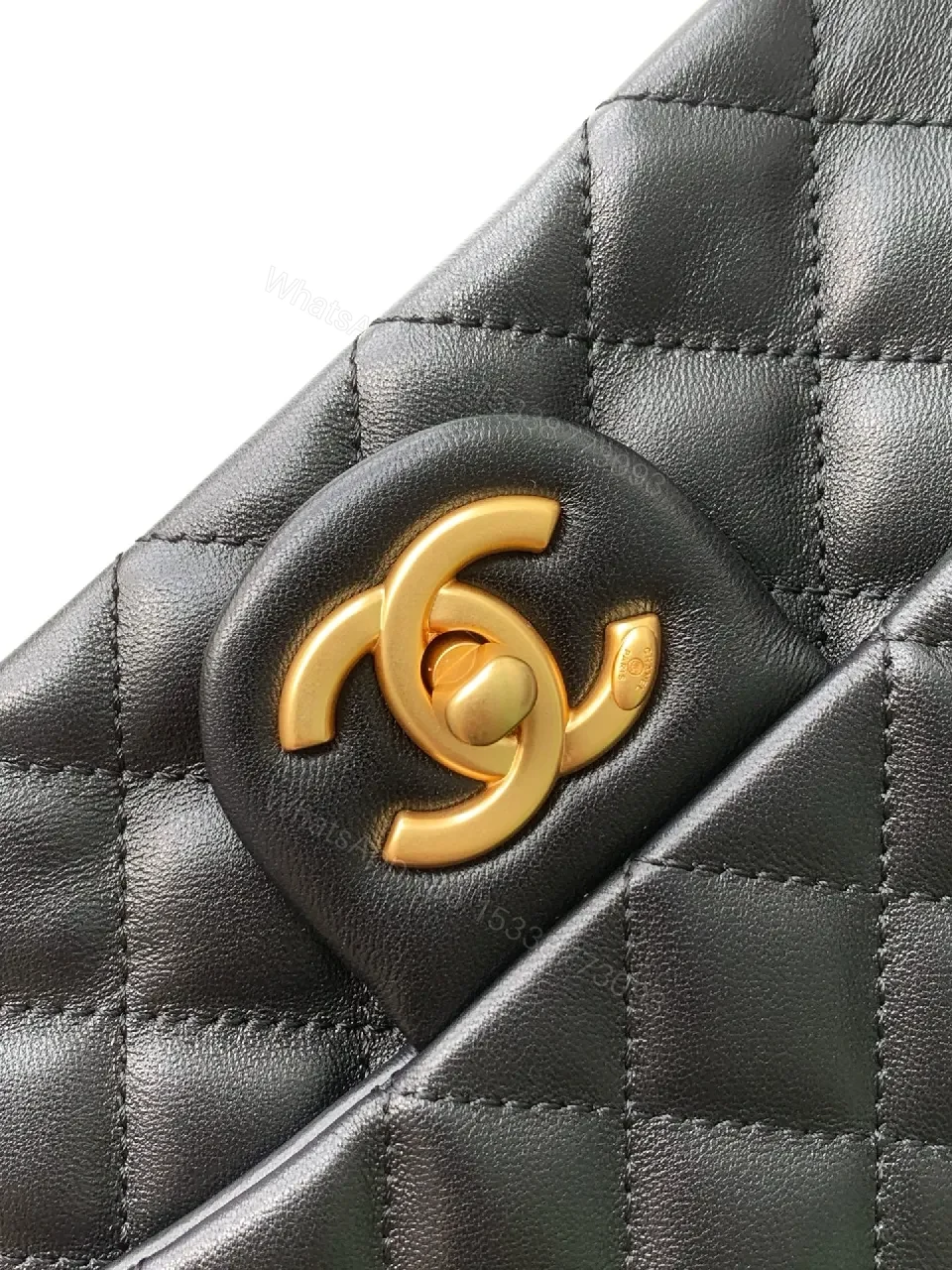 View 3 of Black Quilted Calfskin Bag - Modern Flap, Gold Chain, Luxe Essential