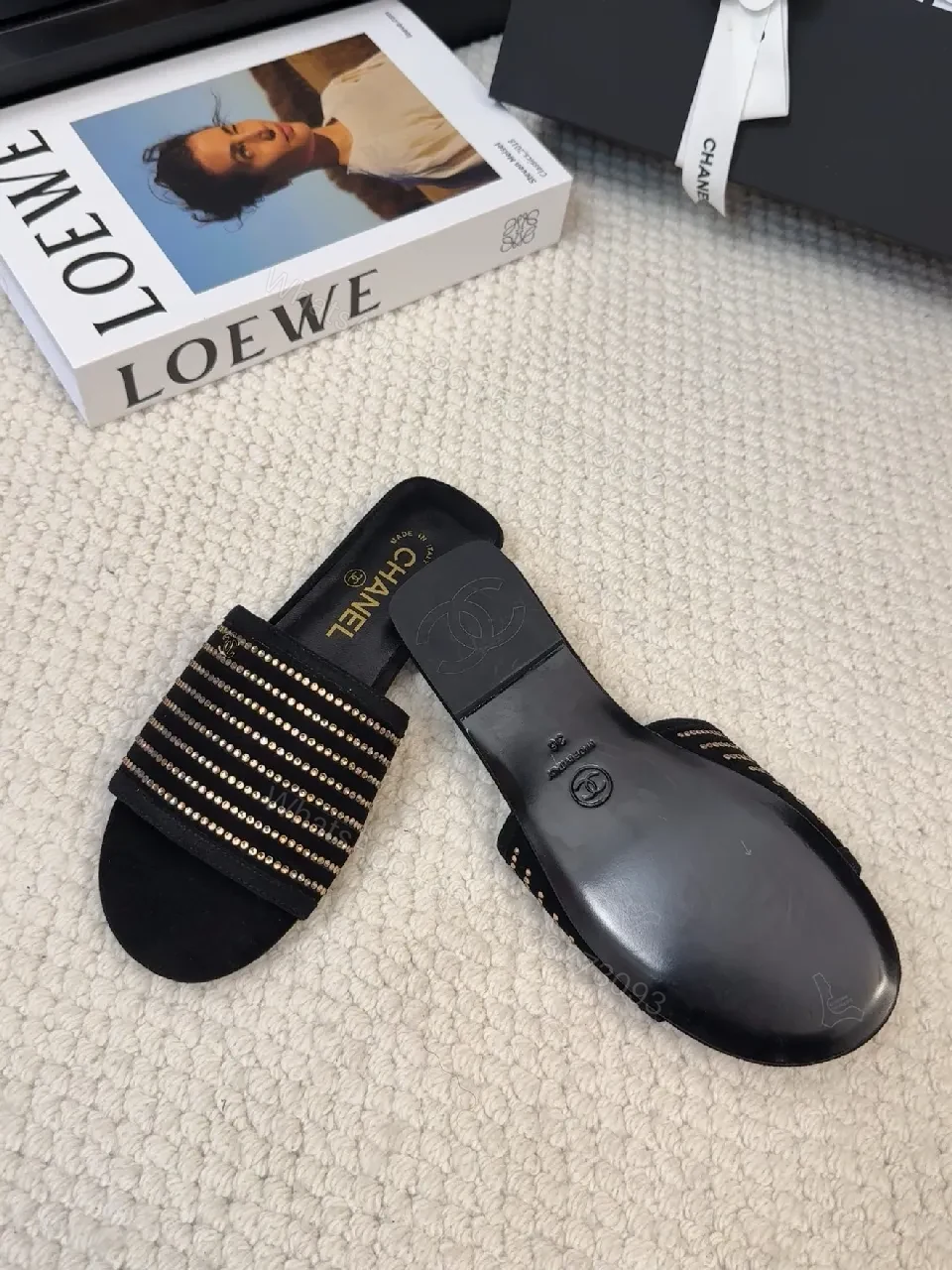 View 3 of Chic Slip-Ons: Striped Embellished Luxe Mules