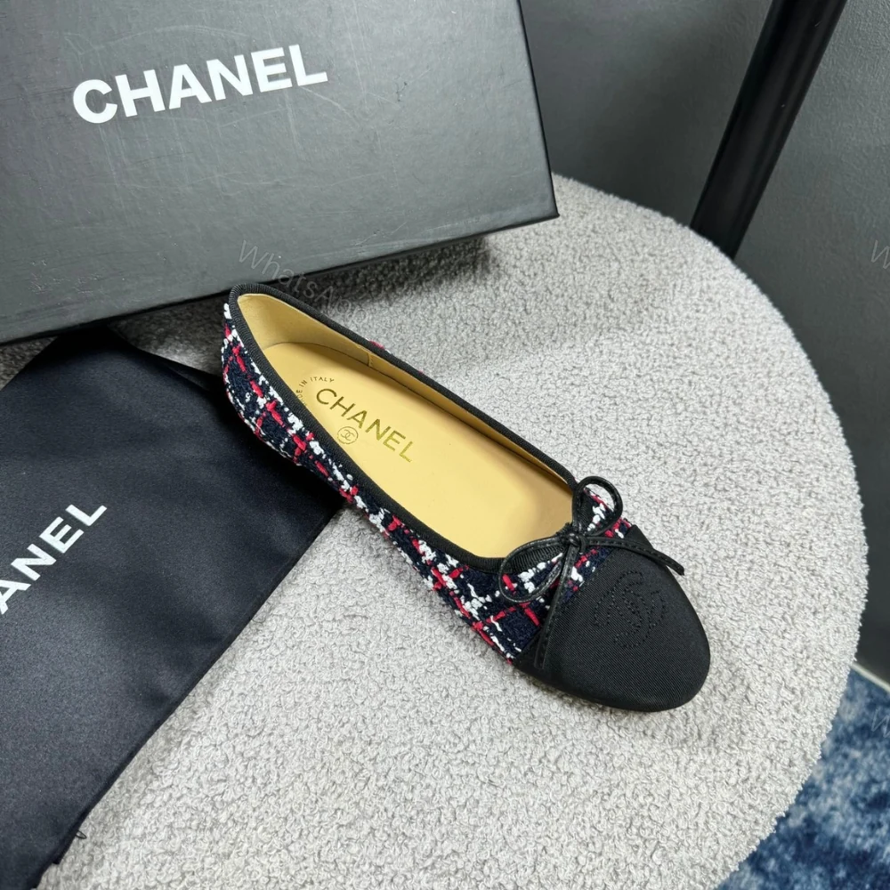 View 4 of Chanel Ballerina Flat Shoes Tweed In Black