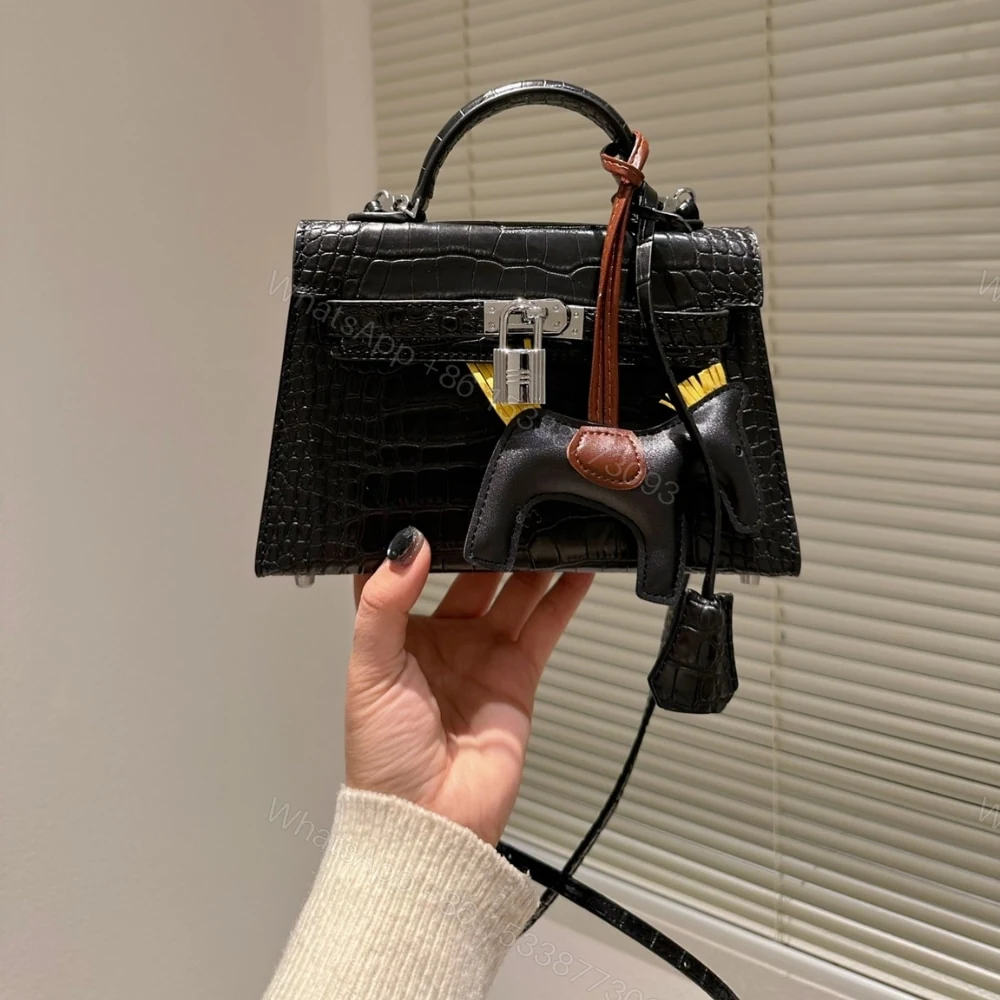 View 2 of Hermes Kelly Mini Handbag Matte Alligator Black 20Cm