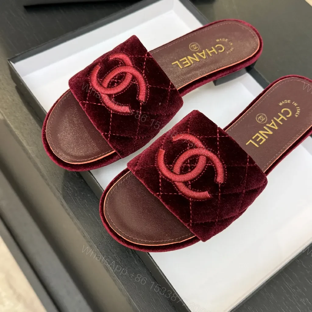 View 7 of Velvet Luxe Slides with Subtle Logo – Rich Comfort Glide