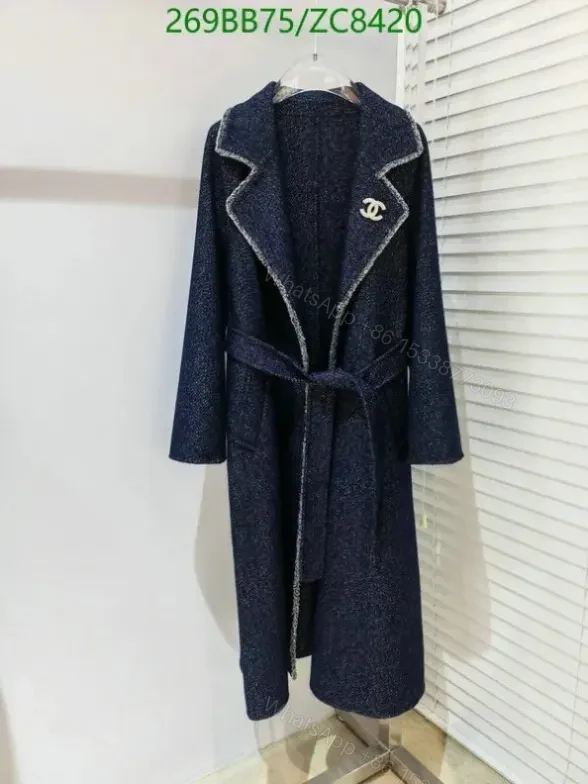 View 2 of Chanel Women’s Long Wool Coat ZC8420 in Night Blue