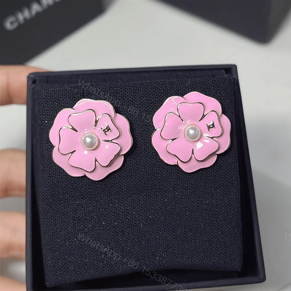 View 2 of CHANEL CAMELLIA EARRINGS PINK ABG218 B21624 U3368