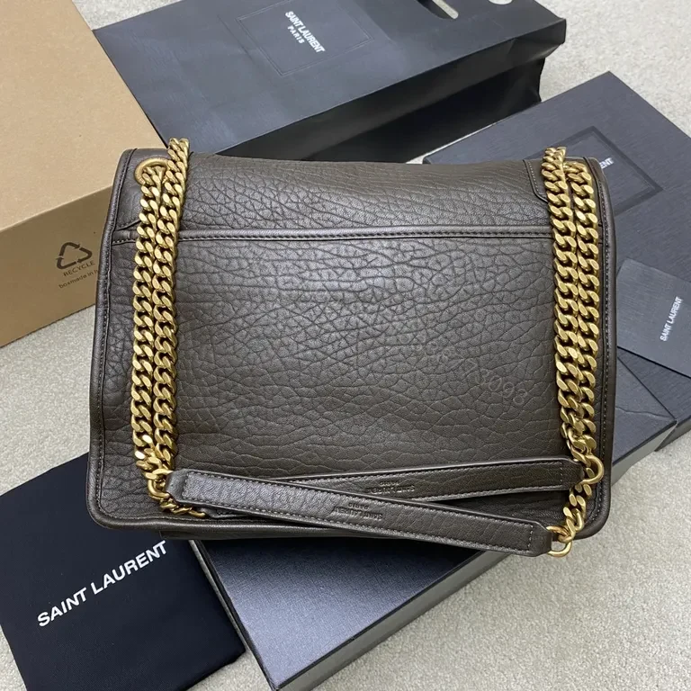 View 5 of Chic Palm-Texture Crossbody Purse with Gold Chain Effortless Luxury