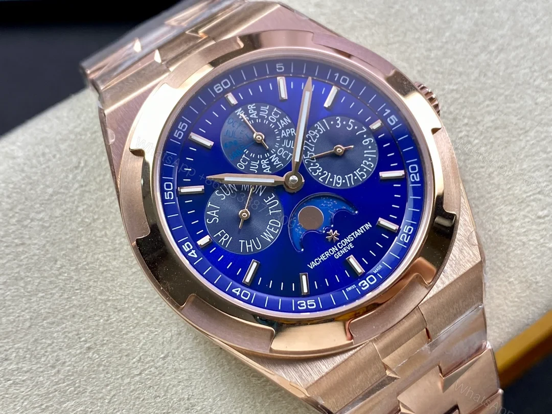 View 2 of Vacheron Constantin Overseas Ultra-Thin Perpetual Calendar Blue Dial Pink Gold Bracelet 4300V/120R-B509