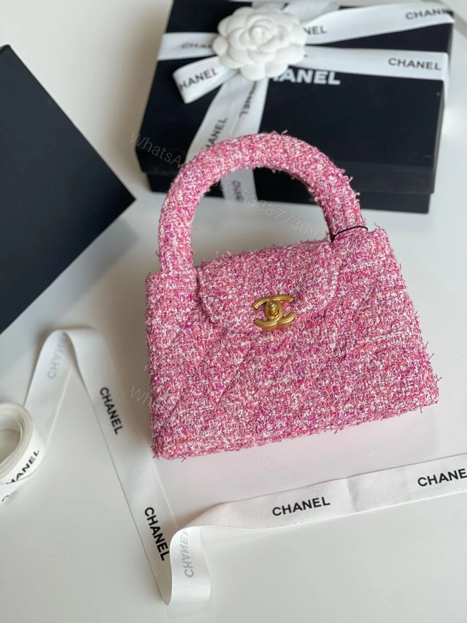 View 4 of Chanel Shiny Aged Calfskin Quilted Nano Kelly Shopper
