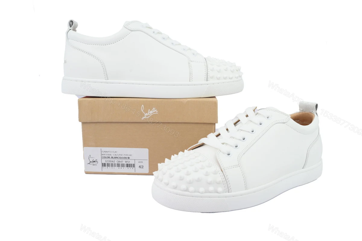 View 2 of Christian Louboutin Louis Junior Spikes White 11305733047