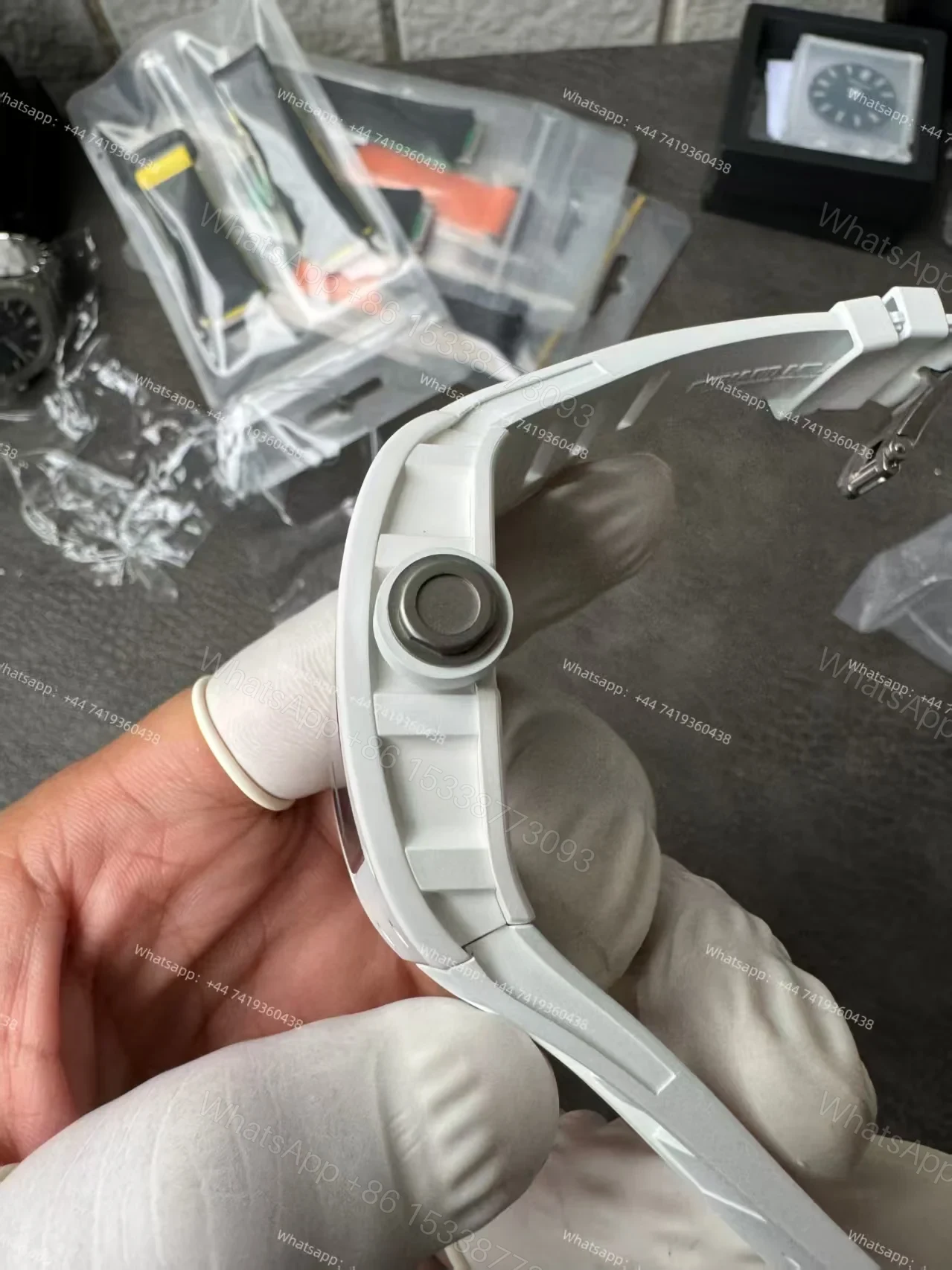 View 14 of Super Clone Richard Mille RM 055 White Ceramic Titanium Skeleton White Rubber Strap 1:1 Replica Watch