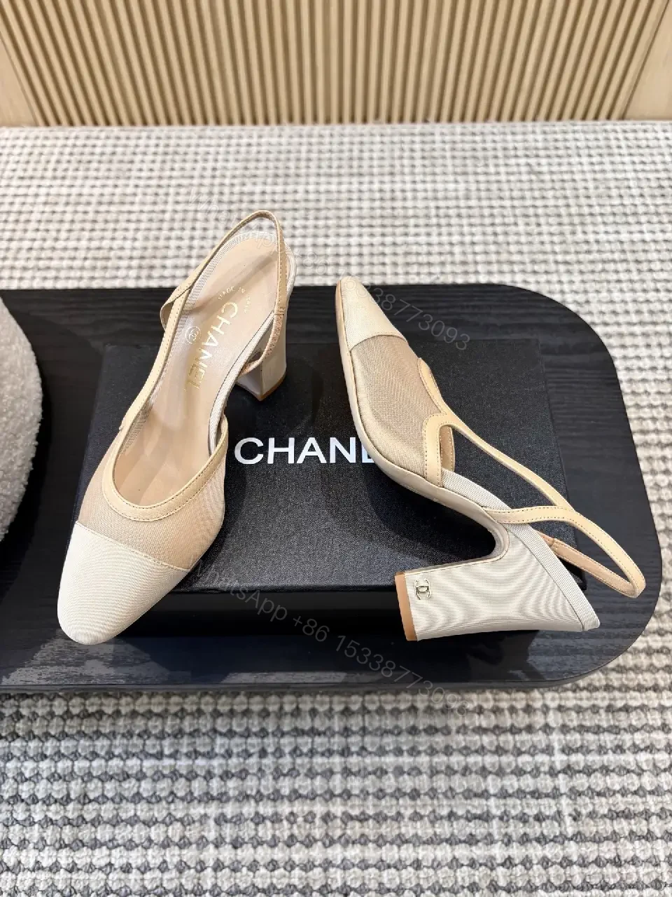 View 5 of Chic Texture Slingback Heels: Comfort Meets Luxe Style