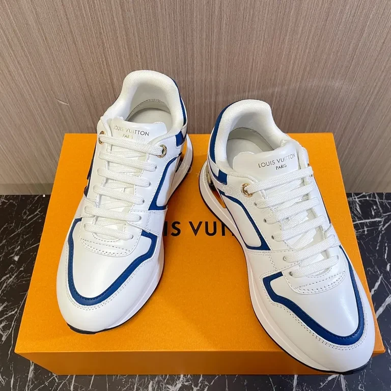 View 4 of White & Navy Luxury Trainer: LV-Emblem, Premium Sneaker