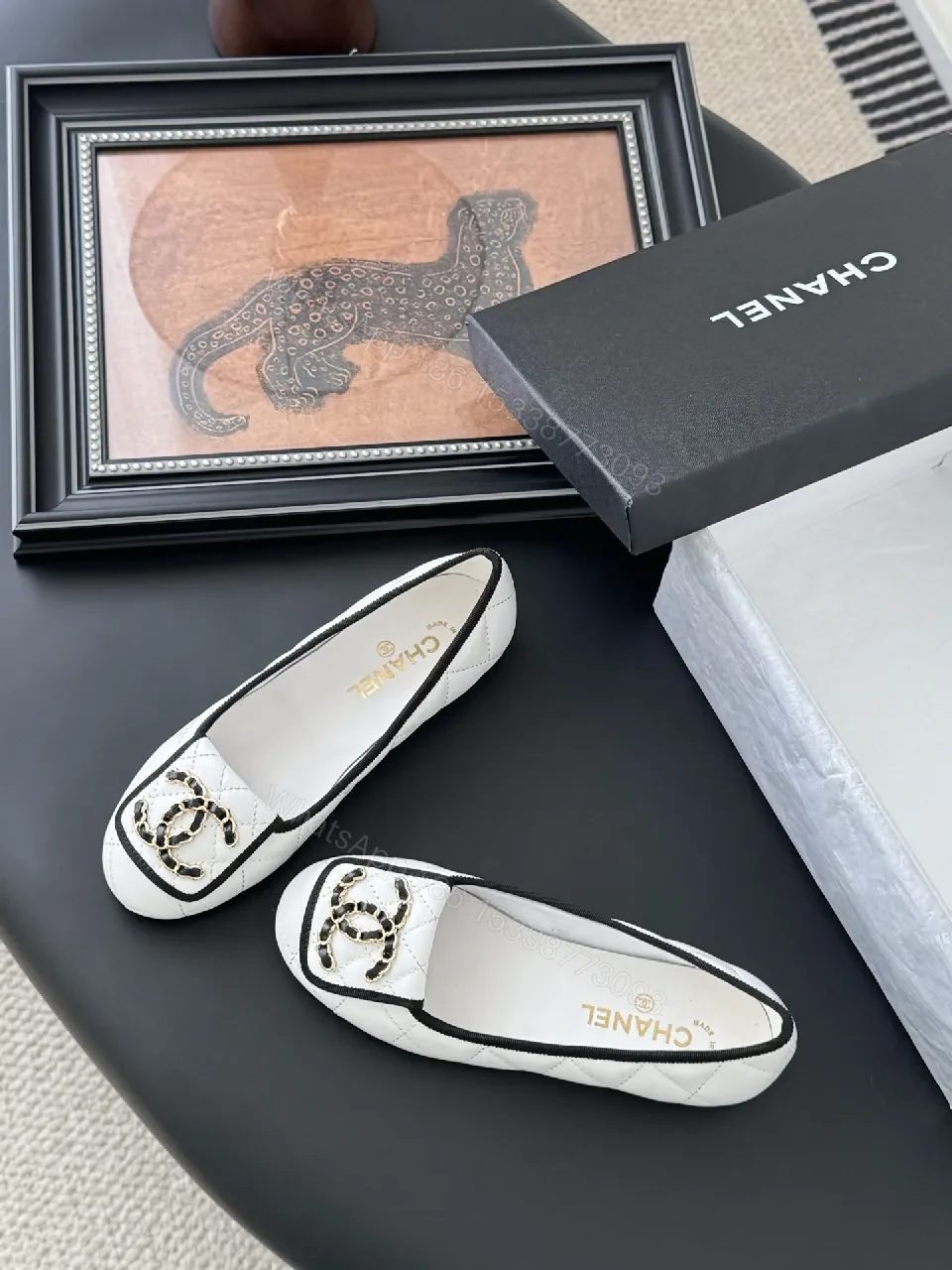 View 3 of White Quilted Loafers with Logo - Cushioned Leather, Slip-On