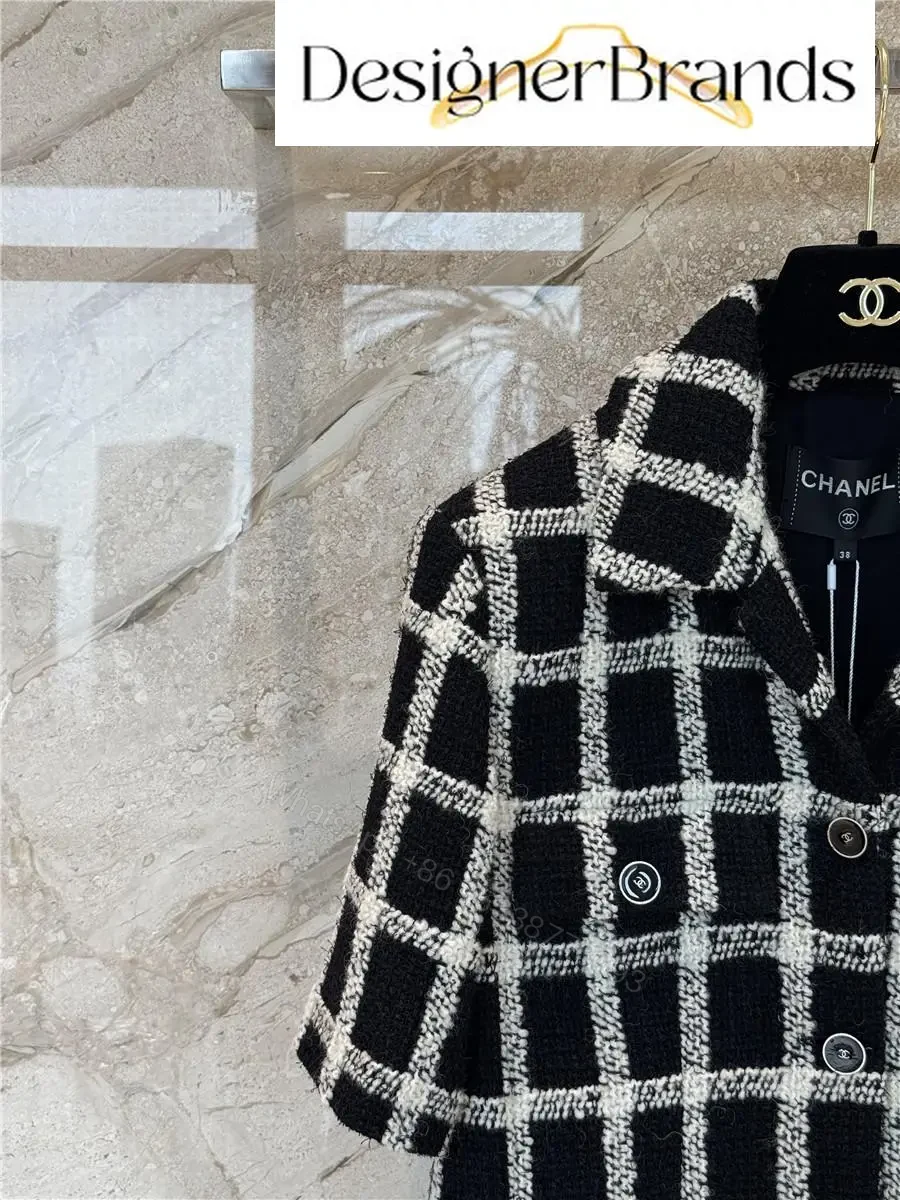 View 4 of Chanel Classic Black and White Plaid Tweed Jacket