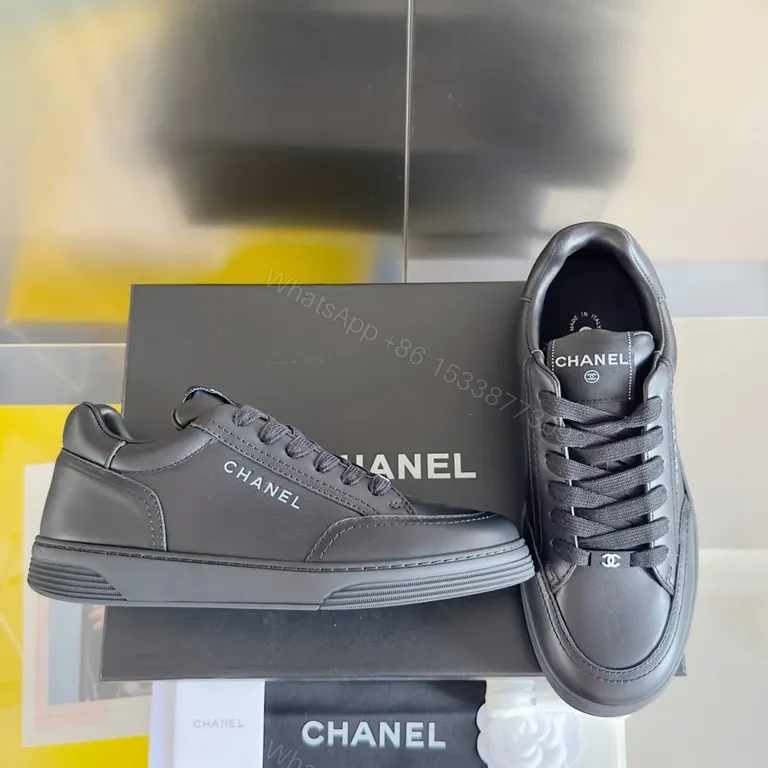 View 3 of Chanel-Inspired Black Leather Sneakers: Discreet Luxury Comfort