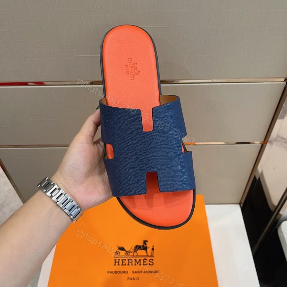 View 4 of Hermes Izmir Sandal Orange & Blue For Men